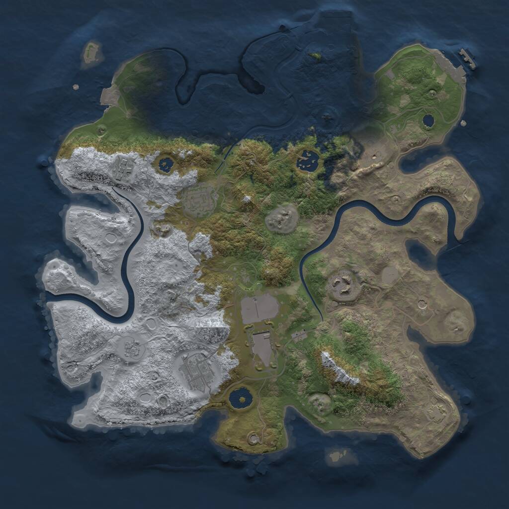 Rust Map: Procedural Map, Size: 3500, Seed: 76233750, 13 Monuments