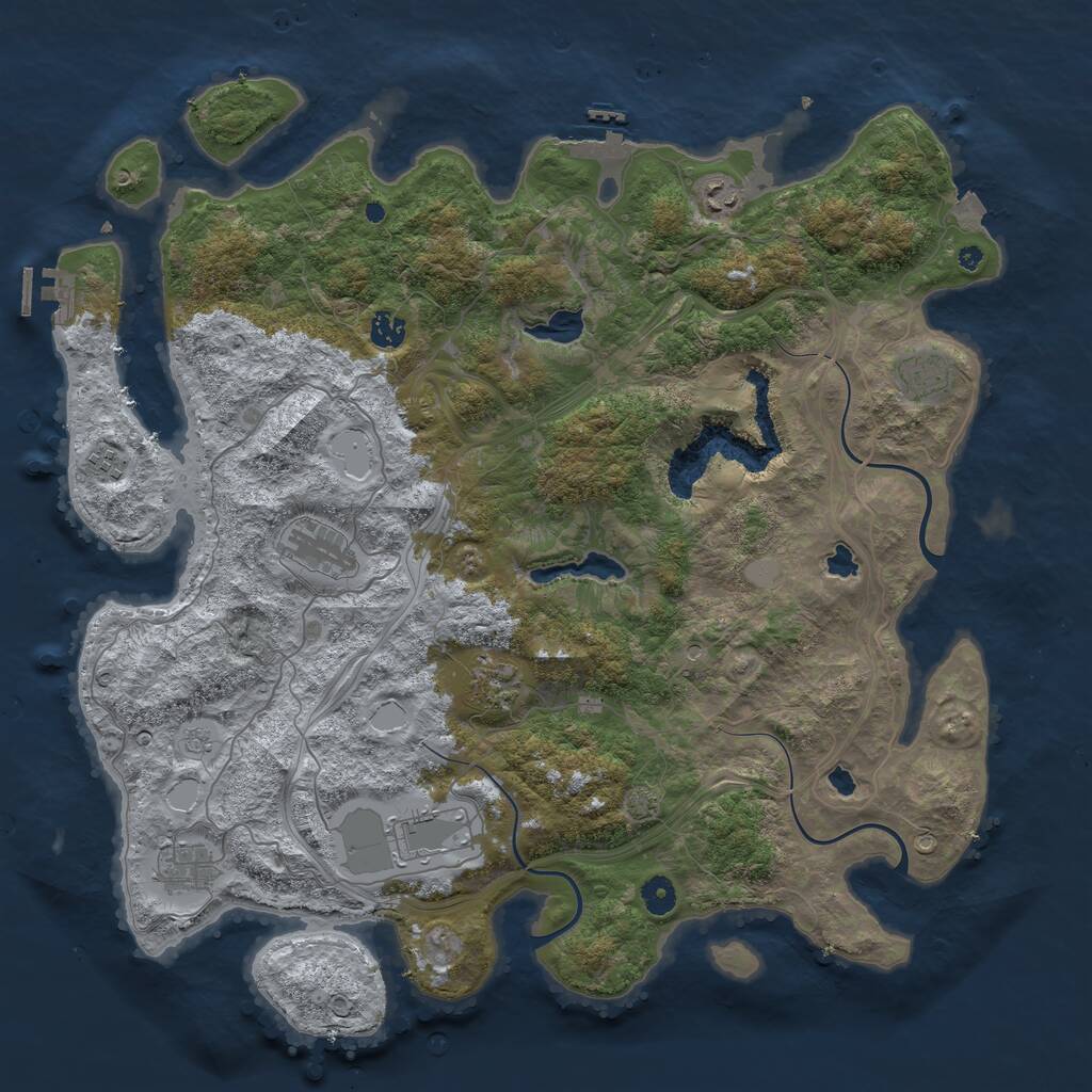 Rust Map: Procedural Map, Size: 4500, Seed: 1293961265, 14 Monuments