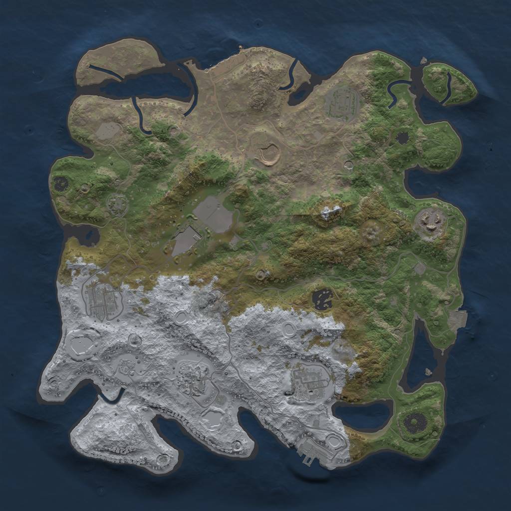 Rust Map: Procedural Map, Size: 3500, Seed: 677381274, 16 Monuments