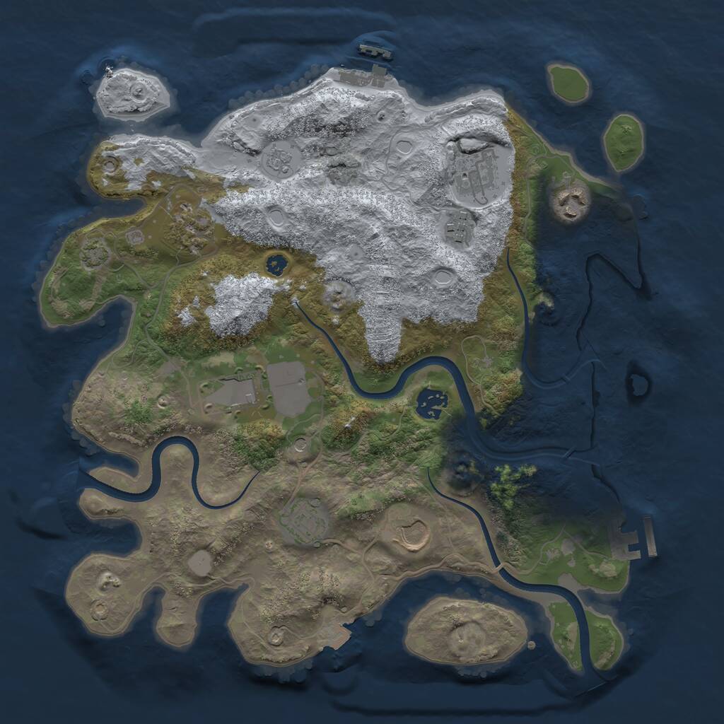Rust Map: Procedural Map, Size: 3500, Seed: 2036247355, 14 Monuments