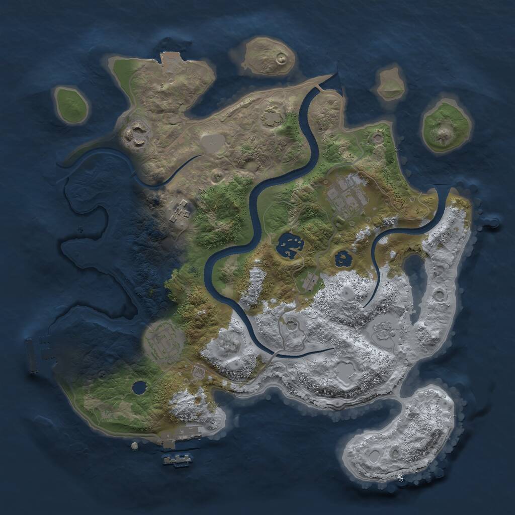 Rust Map: Procedural Map, Size: 3000, Seed: 715049380, 11 Monuments