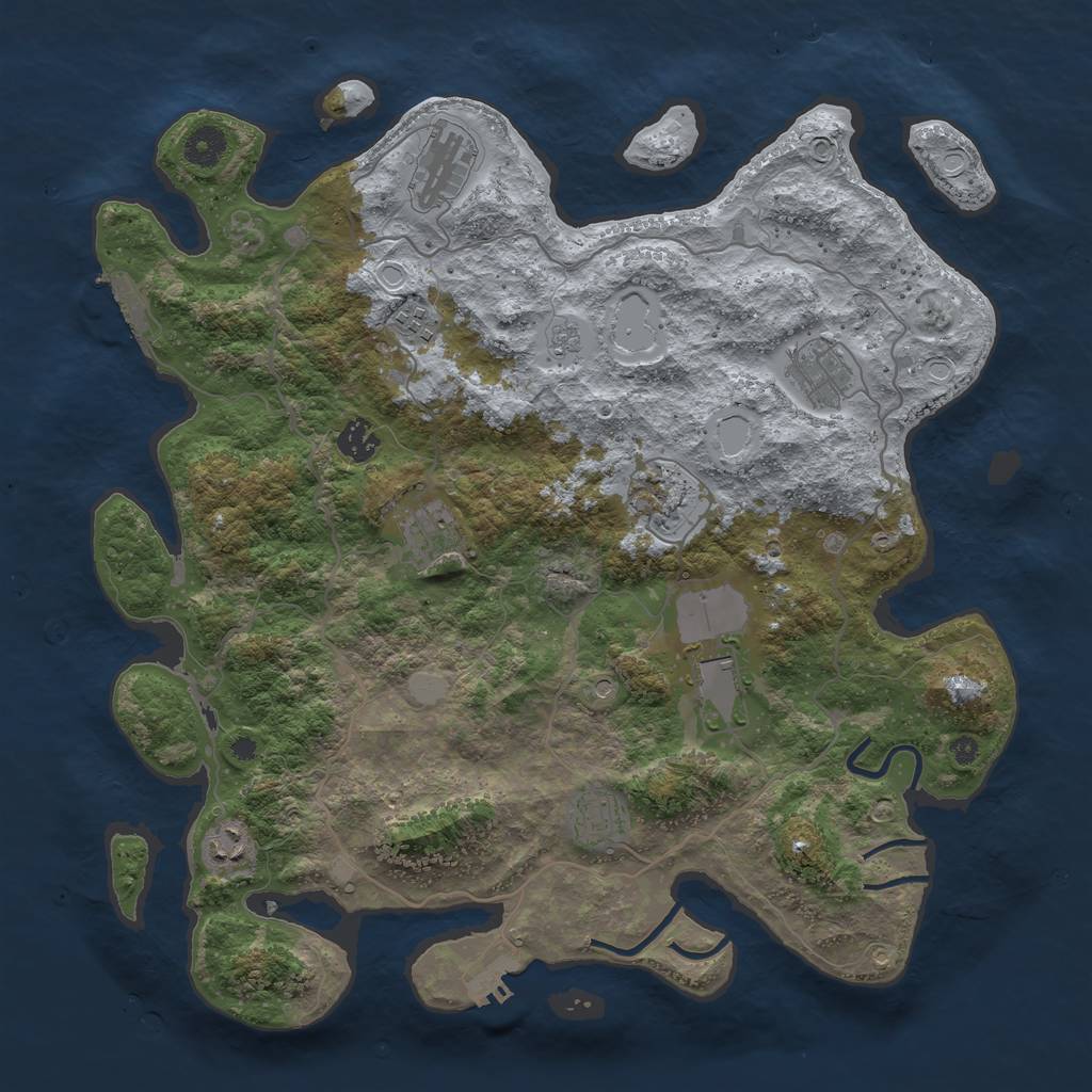 Rust Map: Procedural Map, Size: 4000, Seed: 56784, 16 Monuments