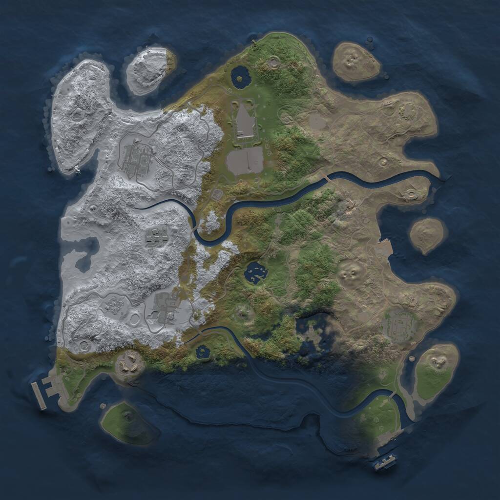Rust Map: Procedural Map, Size: 3500, Seed: 65593723, 14 Monuments