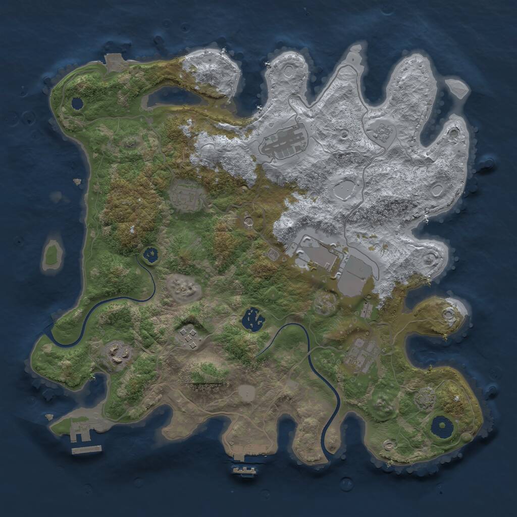 Rust Map: Procedural Map, Size: 3500, Seed: 5050330, 13 Monuments