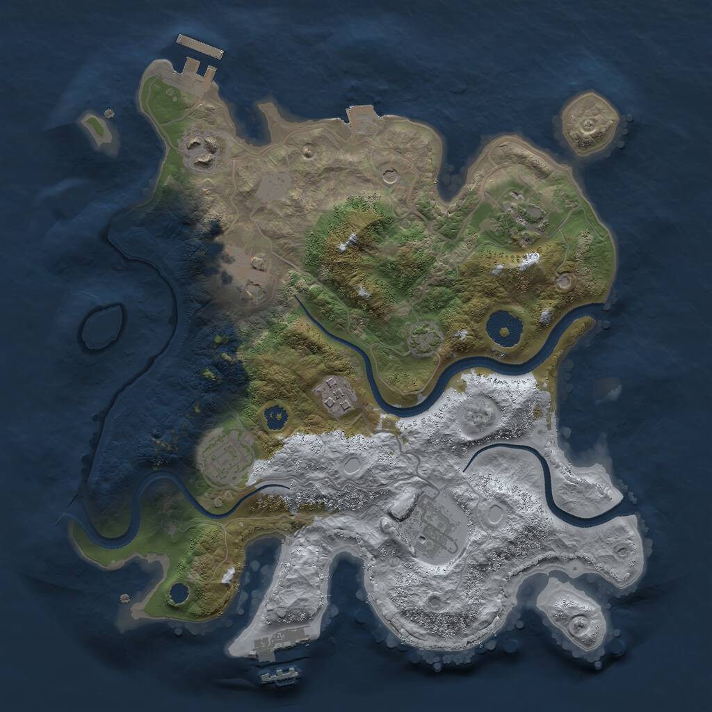 Rust Map: Procedural Map, Size: 3000, Seed: 412653178, 11 Monuments