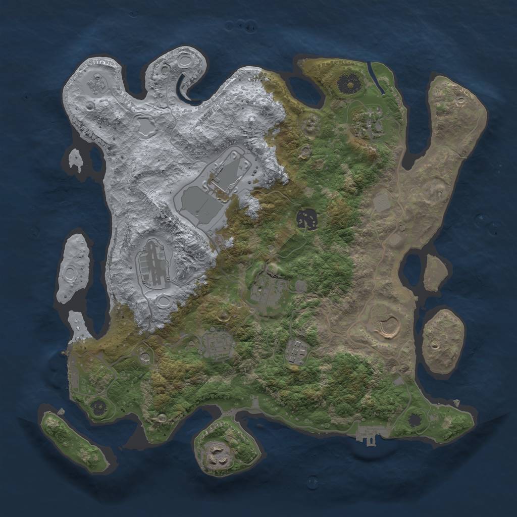 Rust Map: Procedural Map, Size: 3500, Seed: 1965151854, 16 Monuments