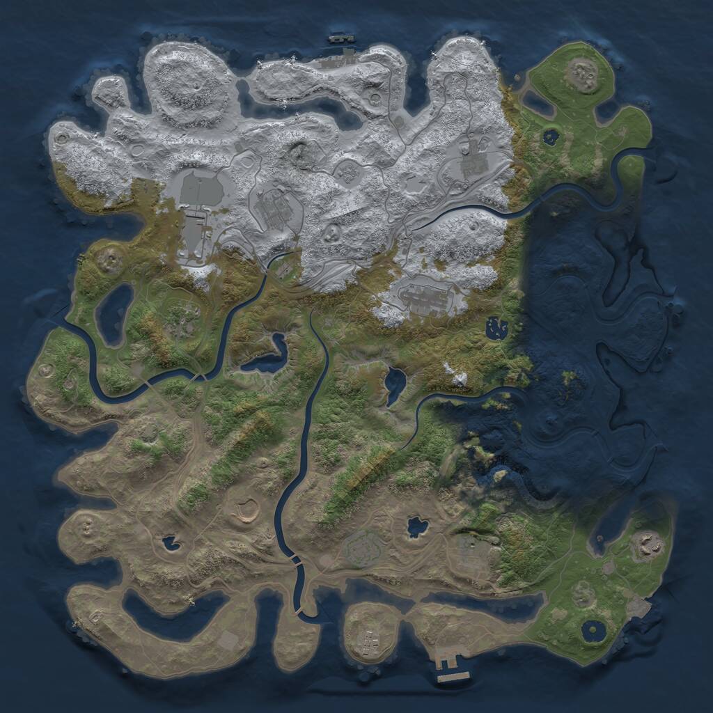 Rust Map: Procedural Map, Size: 4500, Seed: 1056760393, 17 Monuments