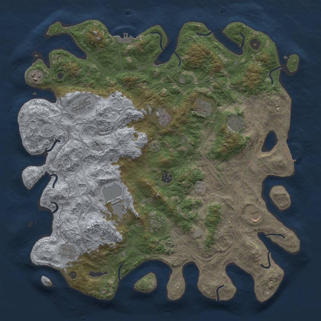 Rust Map: Procedural Map, Size: 4500, Seed: 1544416430, 18 Monuments