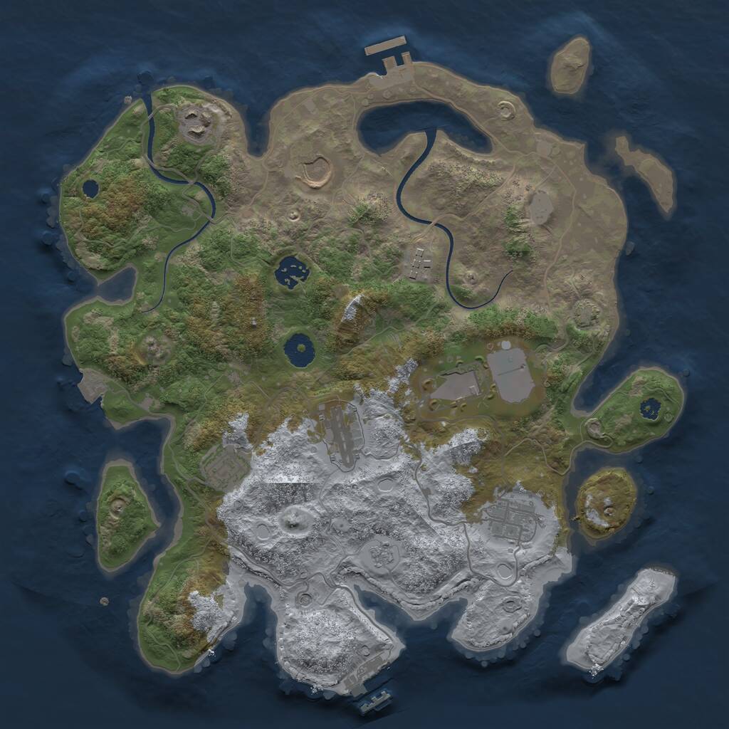Rust Map: Procedural Map, Size: 3500, Seed: 97288888, 14 Monuments