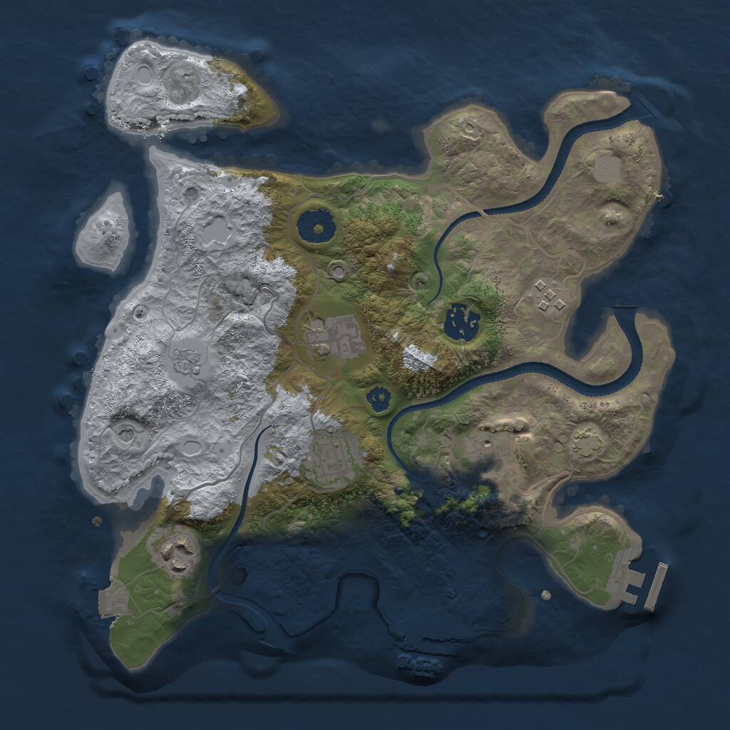 Rust Map: Procedural Map, Size: 3000, Seed: 692234765, 12 Monuments