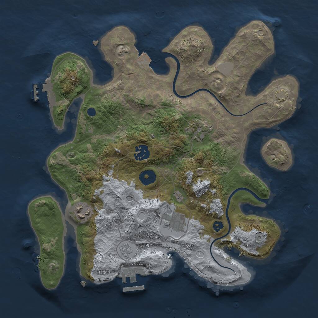 Rust Map: Procedural Map, Size: 3000, Seed: 2343214, 10 Monuments
