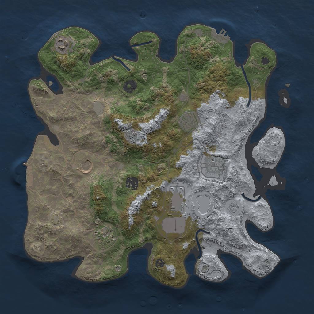 Rust Map: Procedural Map, Size: 3500, Seed: 83330260, 15 Monuments