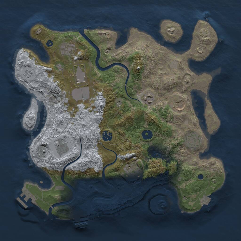 Rust Map: Procedural Map, Size: 3500, Seed: 16528842, 15 Monuments