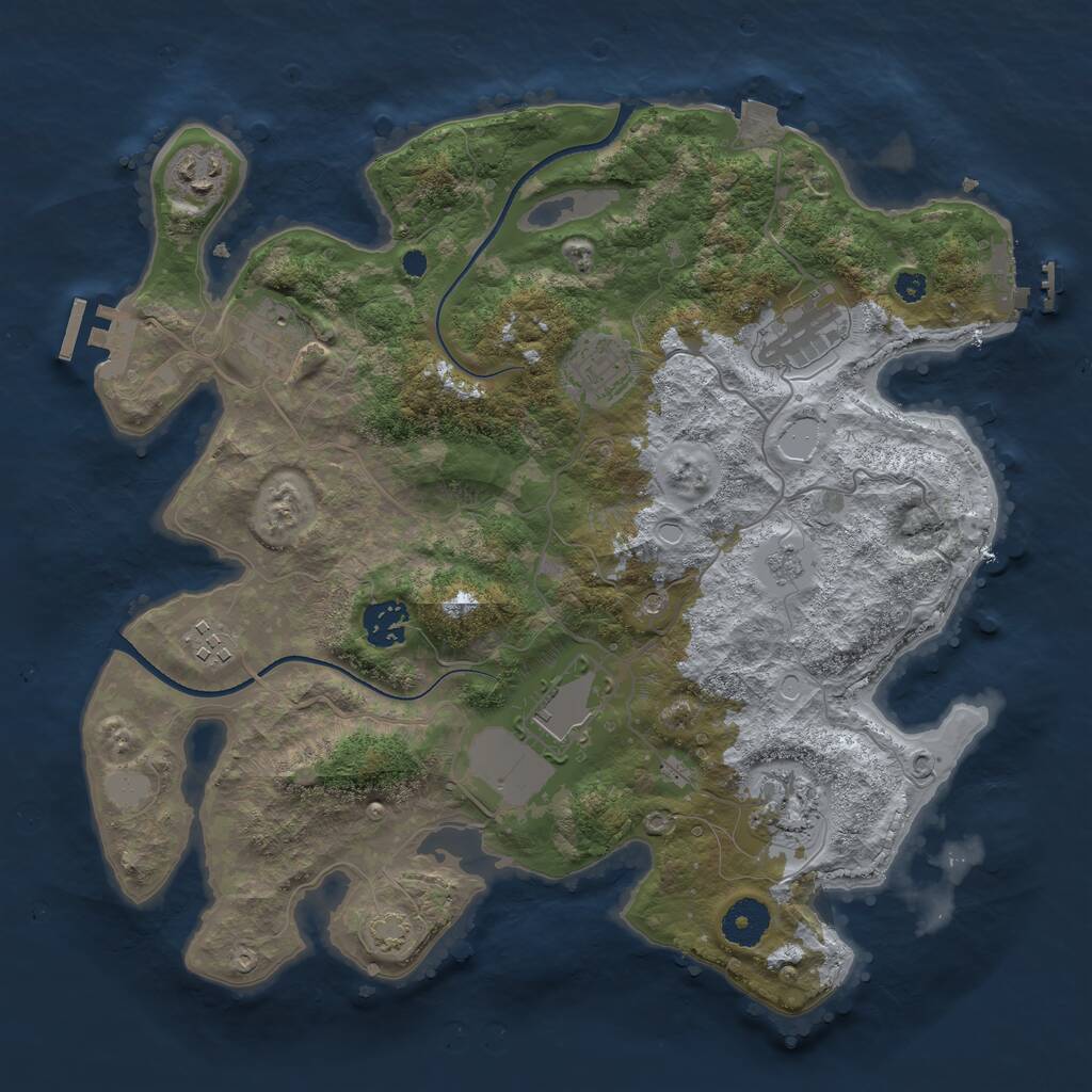 Rust Map: Procedural Map, Size: 3500, Seed: 41767560, 14 Monuments