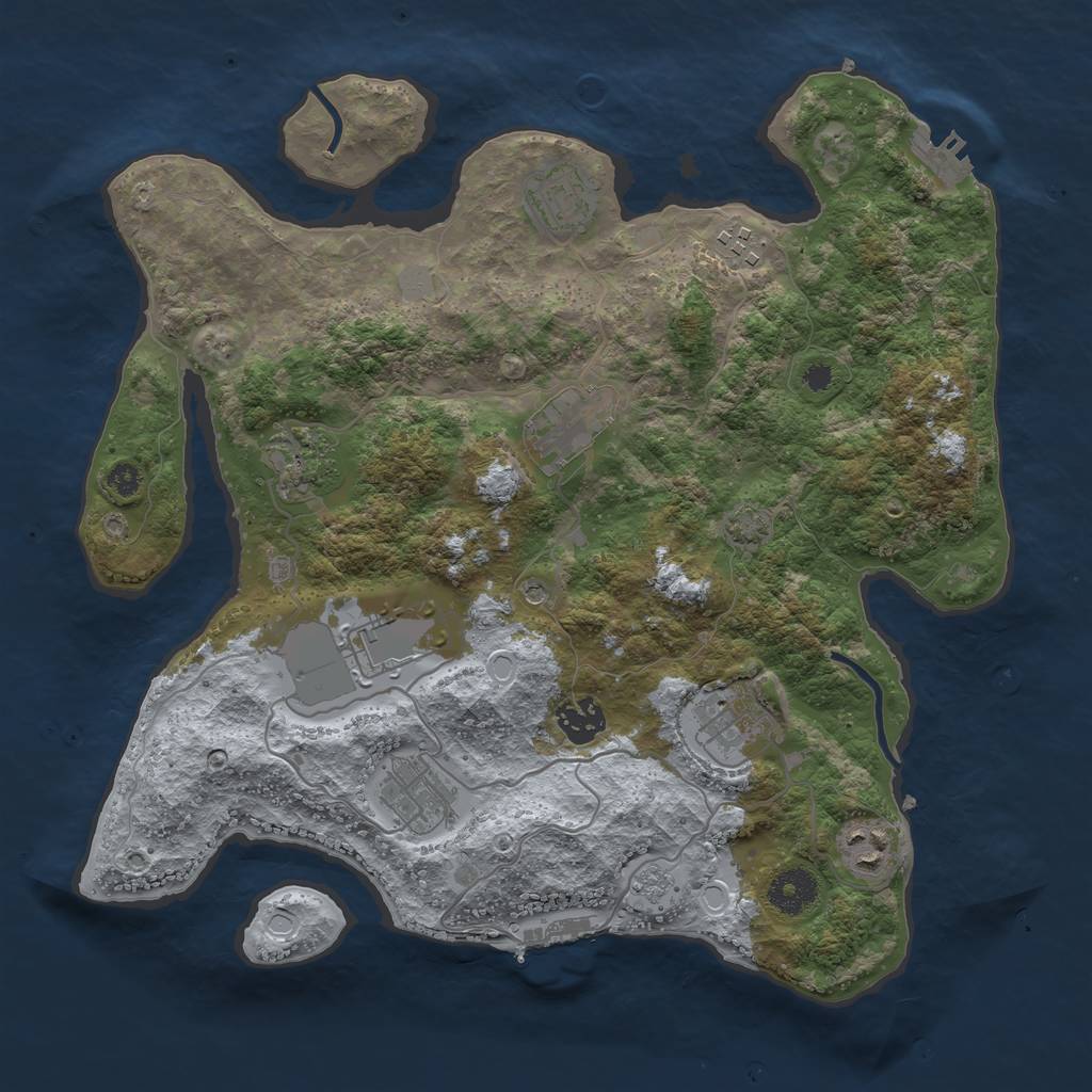 Rust Map: Procedural Map, Size: 3500, Seed: 9471762, 17 Monuments