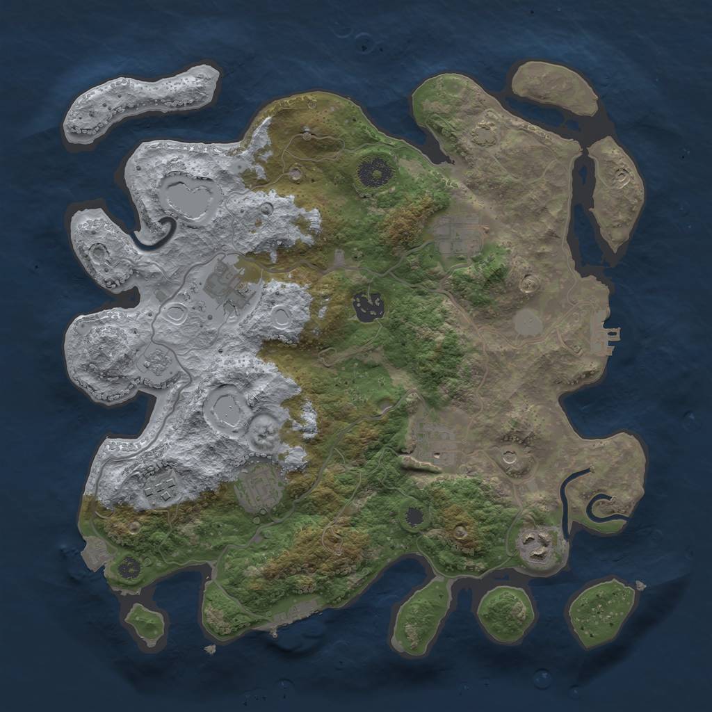 Rust Map: Procedural Map, Size: 3366, Seed: 1234569, 15 Monuments