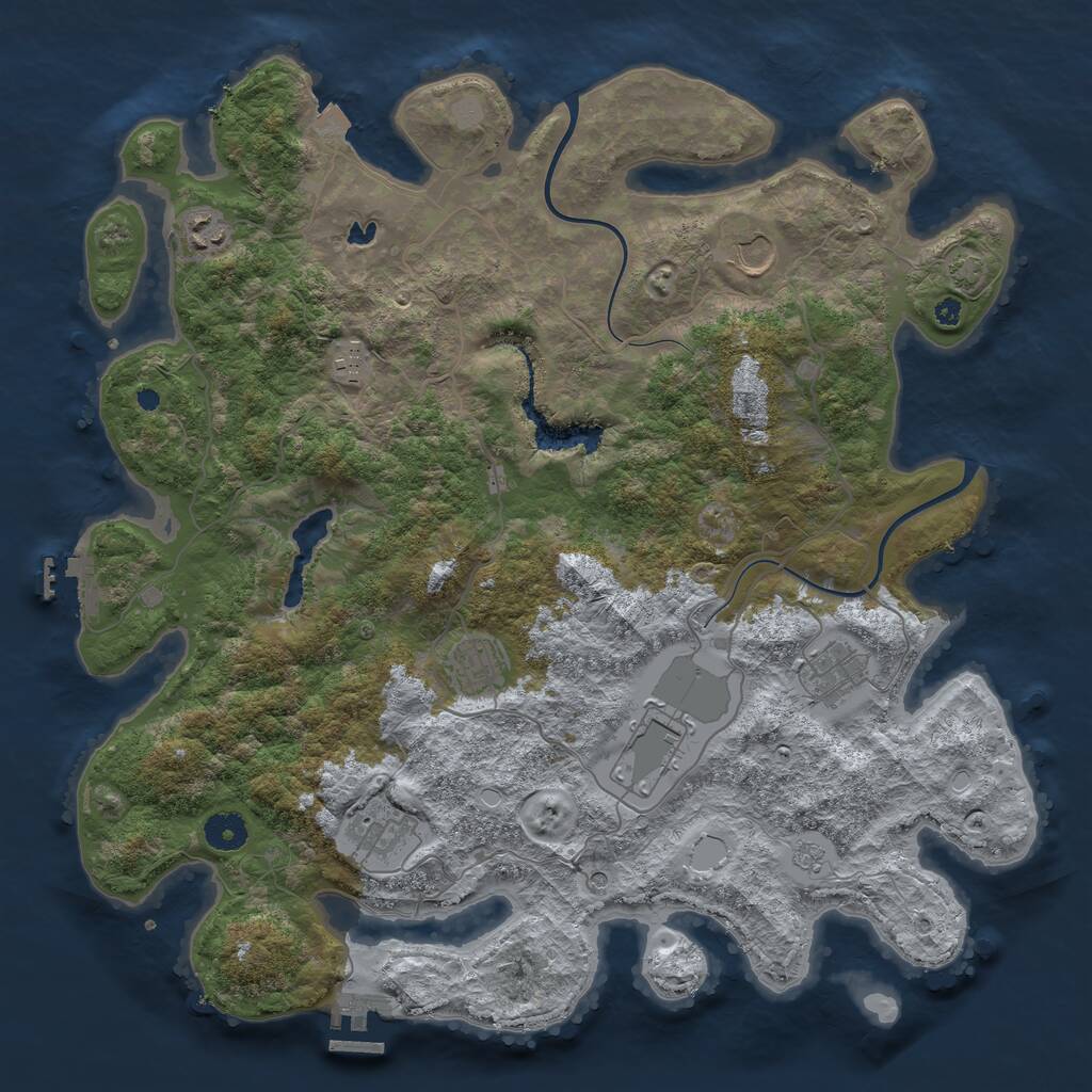 Rust Map: Procedural Map, Size: 4000, Seed: 1168421673, 13 Monuments
