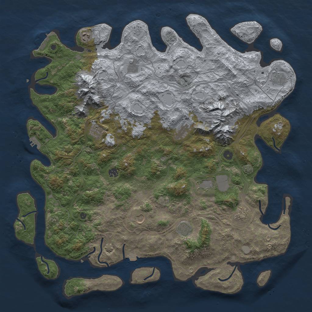 Rust Map: Procedural Map, Size: 5000, Seed: 1515, 19 Monuments