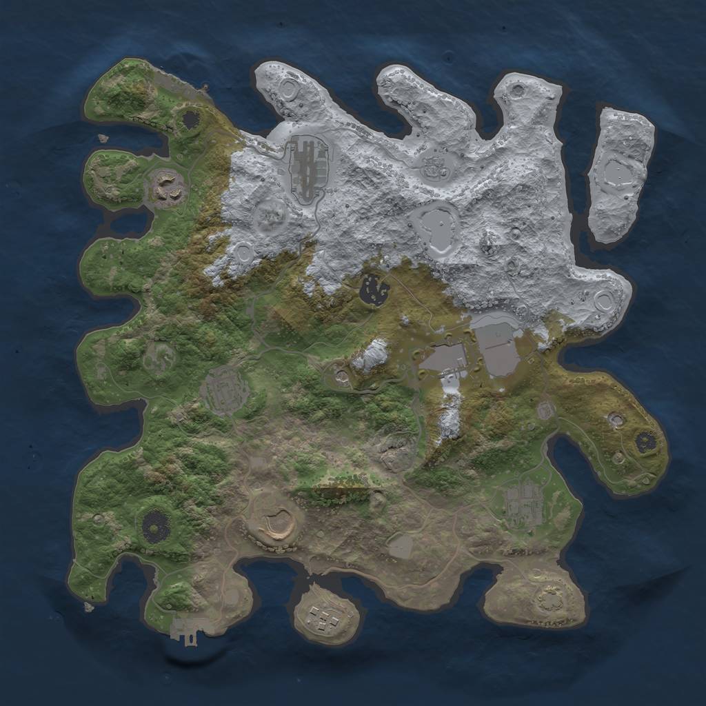 Rust Map: Procedural Map, Size: 3500, Seed: 84796216, 16 Monuments