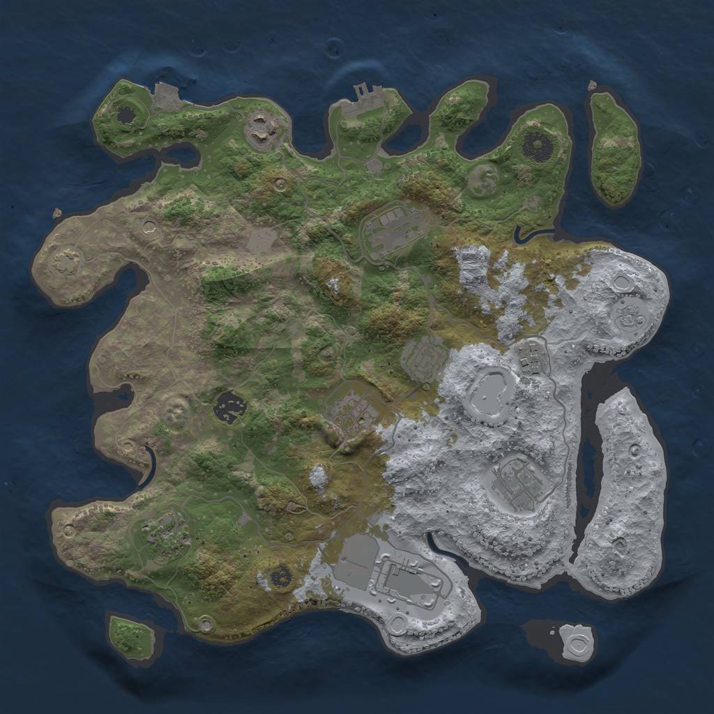 Rust Map: Procedural Map, Size: 3500, Seed: 22909512, 16 Monuments