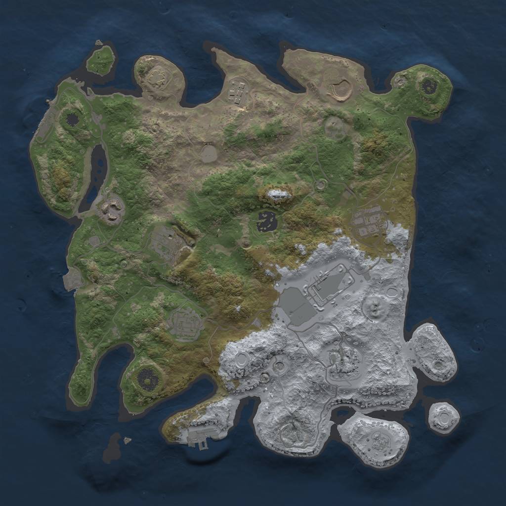 Rust Map: Procedural Map, Size: 3500, Seed: 88399736, 17 Monuments