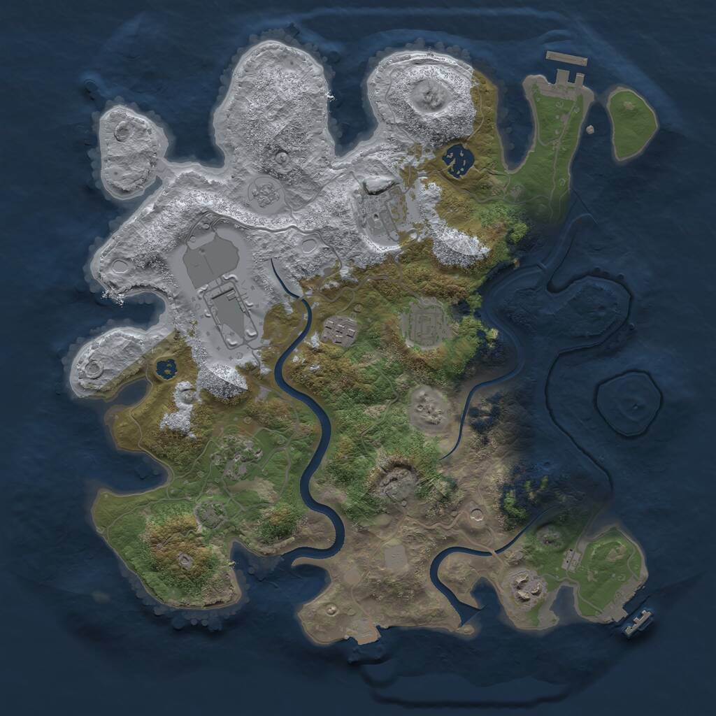 Rust Map: Procedural Map, Size: 3500, Seed: 56346609, 13 Monuments