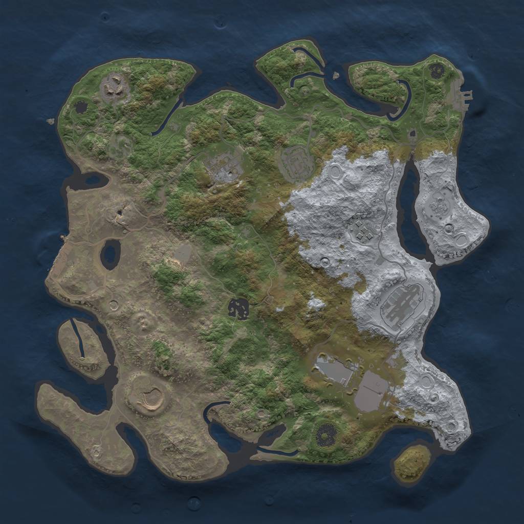 Rust Map: Procedural Map, Size: 3500, Seed: 56791634, 15 Monuments