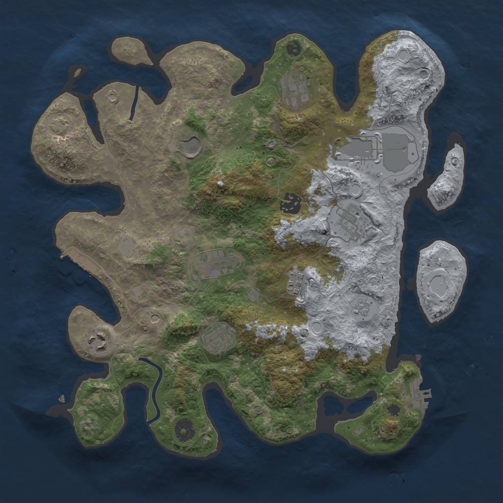 Rust Map: Procedural Map, Size: 3500, Seed: 62394005, 17 Monuments