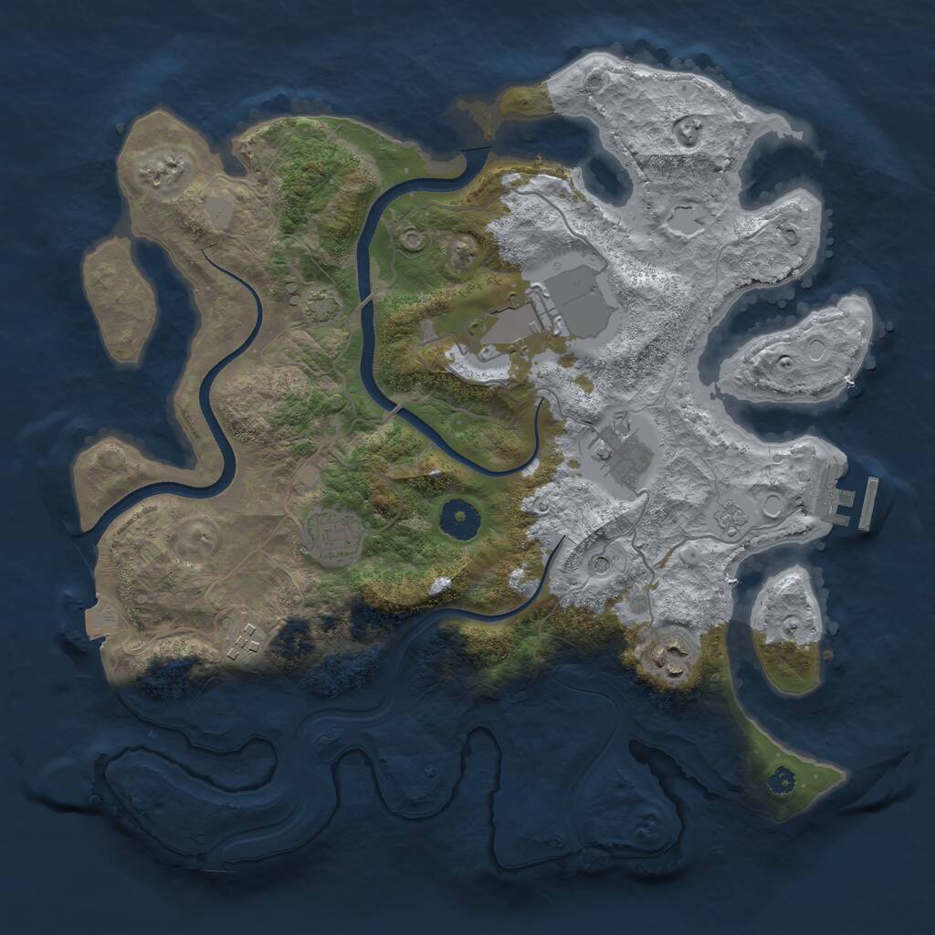 Rust Map: Procedural Map, Size: 3500, Seed: 9414874, 10 Monuments