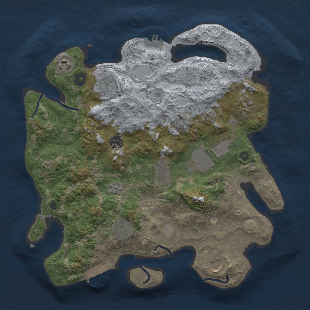 Rust Map: Procedural Map, Size: 3500, Seed: 21683020, 17 Monuments