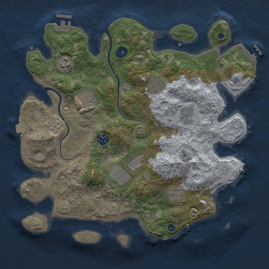 Rust Map: Procedural Map, Size: 3500, Seed: 12620422, 14 Monuments