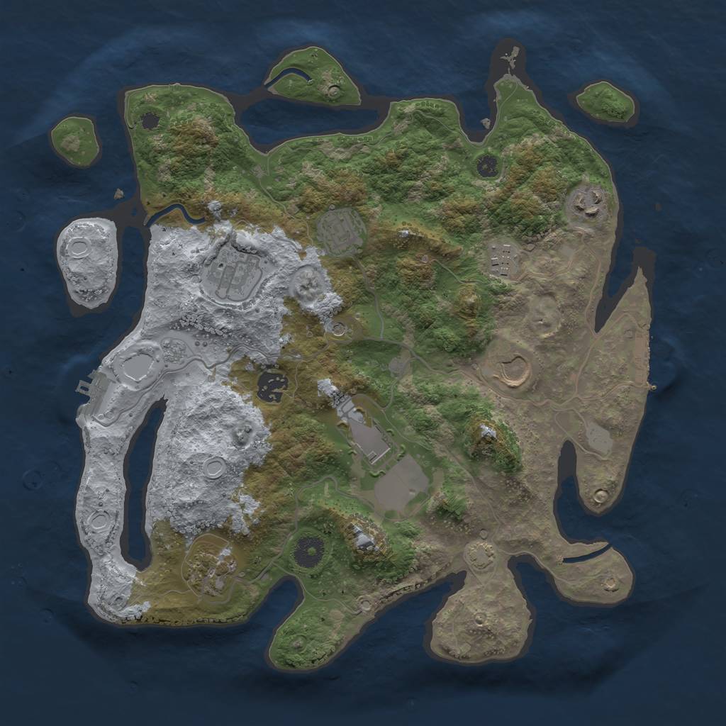 Rust Map: Procedural Map, Size: 3500, Seed: 52604958, 16 Monuments
