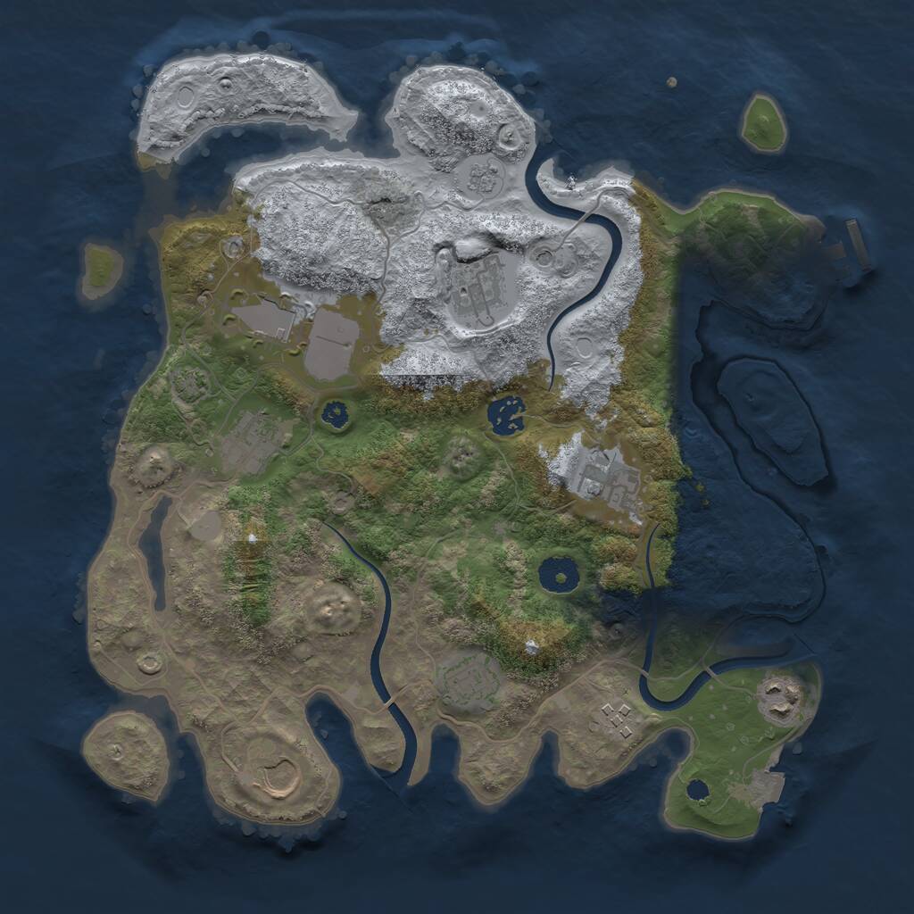 Rust Map: Procedural Map, Size: 3500, Seed: 90371803, 14 Monuments