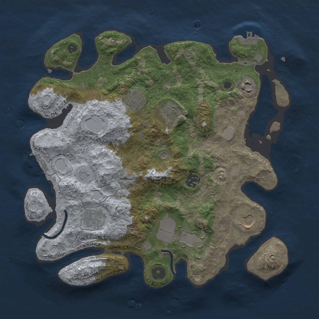Rust Map: Procedural Map, Size: 3500, Seed: 378338, 14 Monuments