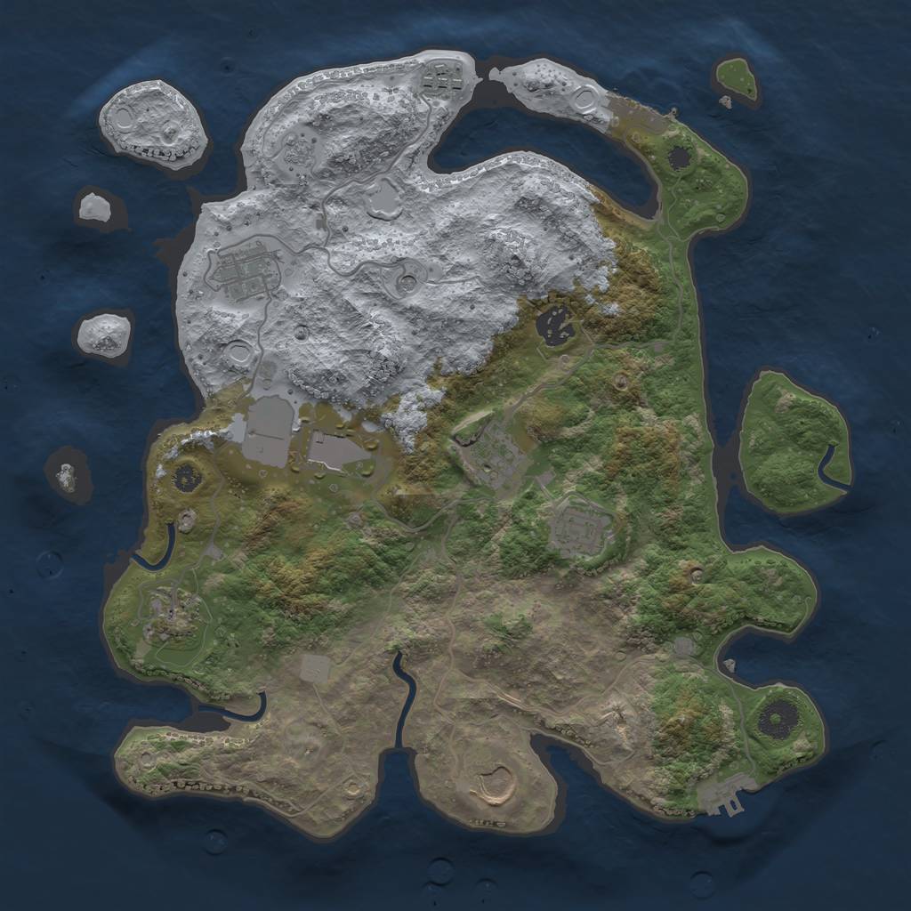 Rust Map: Procedural Map, Size: 3500, Seed: 43367561, 15 Monuments