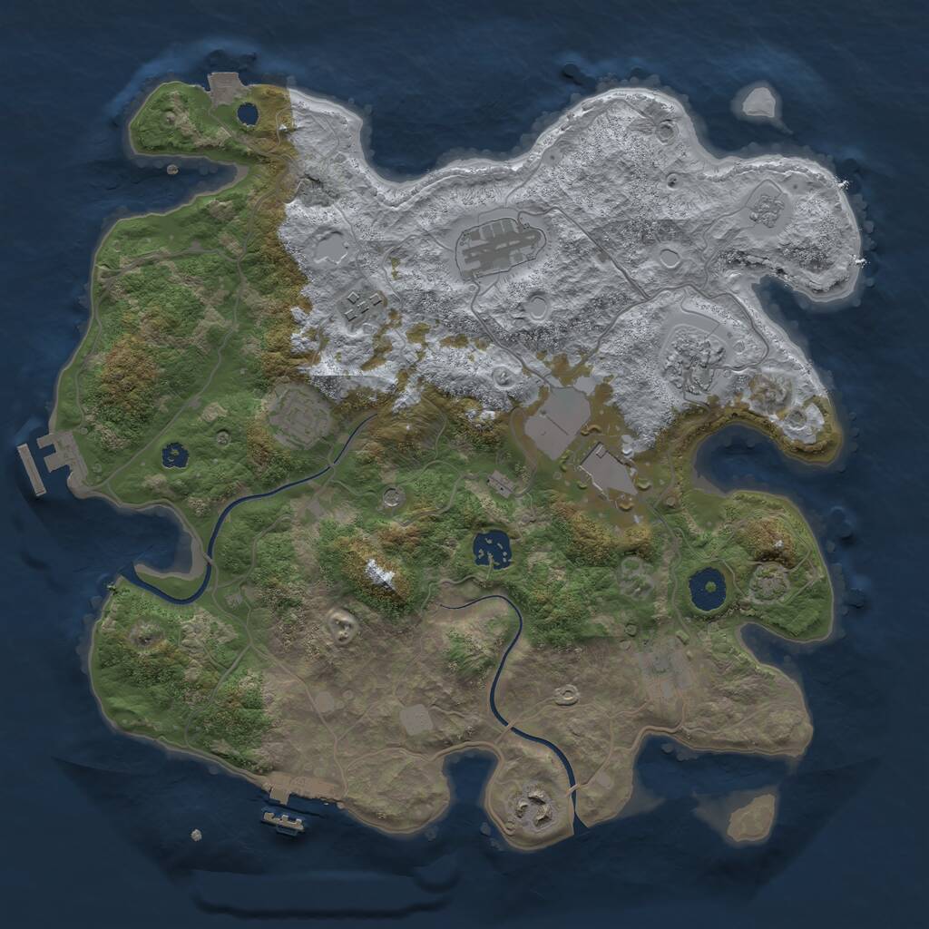 Rust Map: Procedural Map, Size: 3500, Seed: 54090170, 14 Monuments