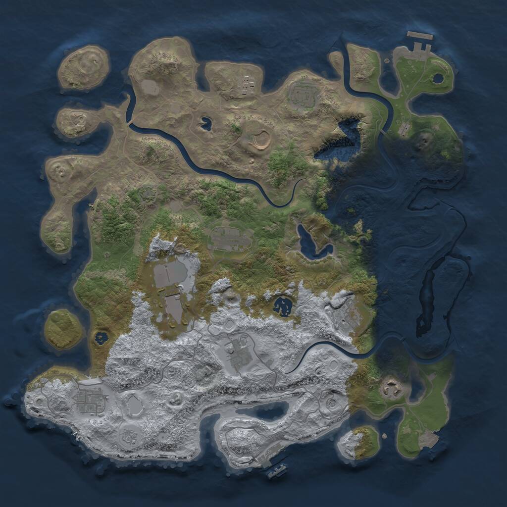 Rust Map: Procedural Map, Size: 4000, Seed: 34974, 16 Monuments