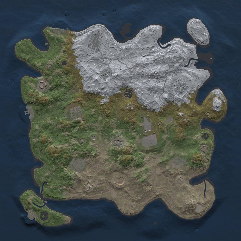 Rust Map: Procedural Map, Size: 4000, Seed: 454694485, 18 Monuments