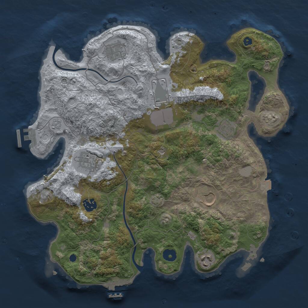 Rust Map: Procedural Map, Size: 3500, Seed: 95015581, 13 Monuments