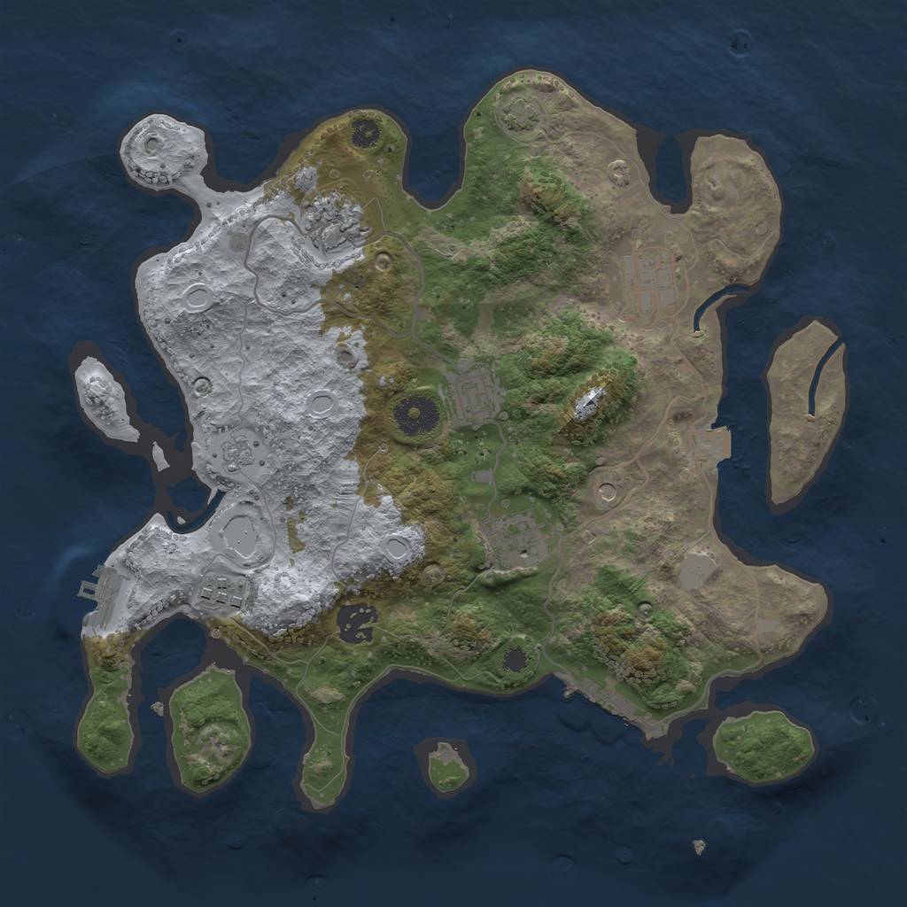 Rust Map: Procedural Map, Size: 3250, Seed: 987416796, 14 Monuments