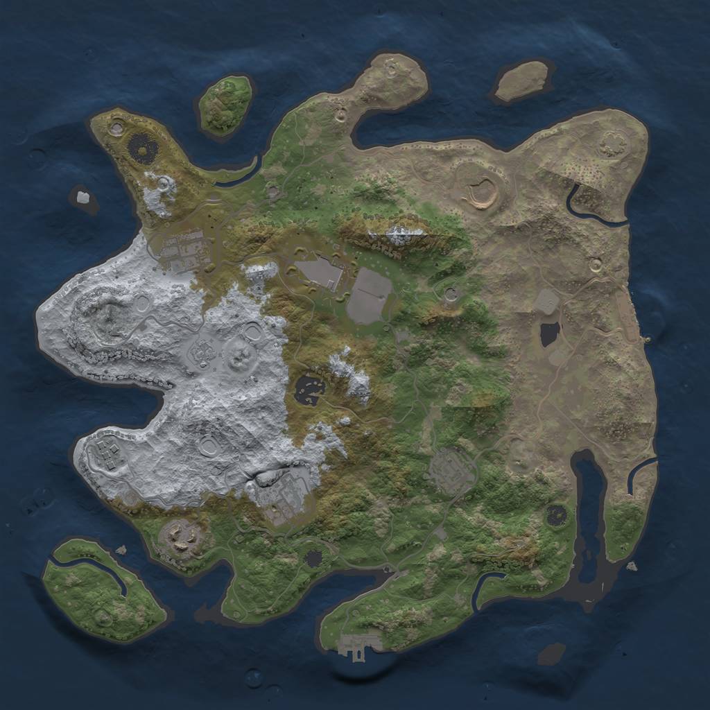 Rust Map: Procedural Map, Size: 3500, Seed: 43226343, 16 Monuments