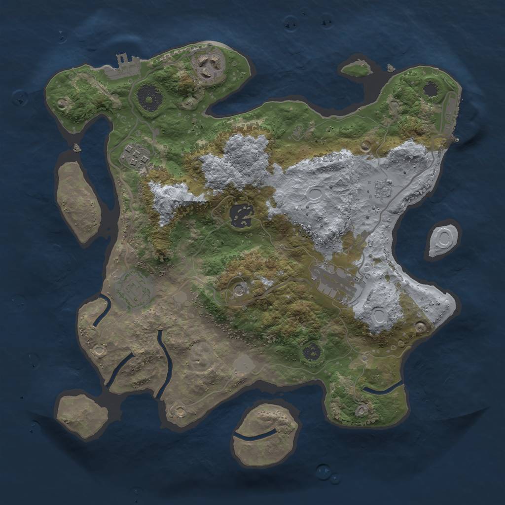 Rust Map: Procedural Map, Size: 3000, Seed: 778963770, 12 Monuments