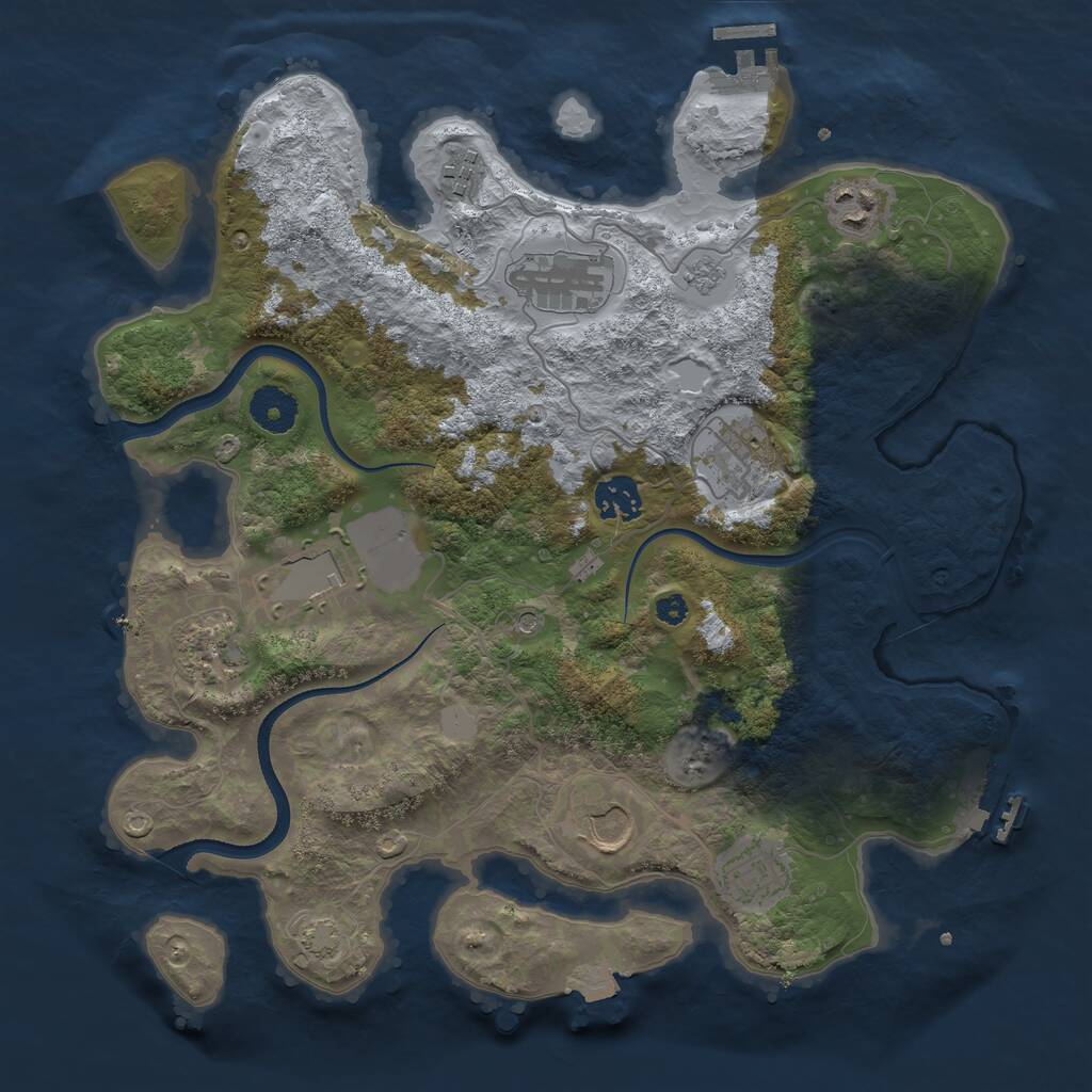 Rust Map: Procedural Map, Size: 3500, Seed: 96895551, 15 Monuments
