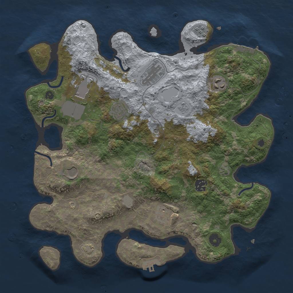 Rust Map: Procedural Map, Size: 3500, Seed: 96895551, 16 Monuments