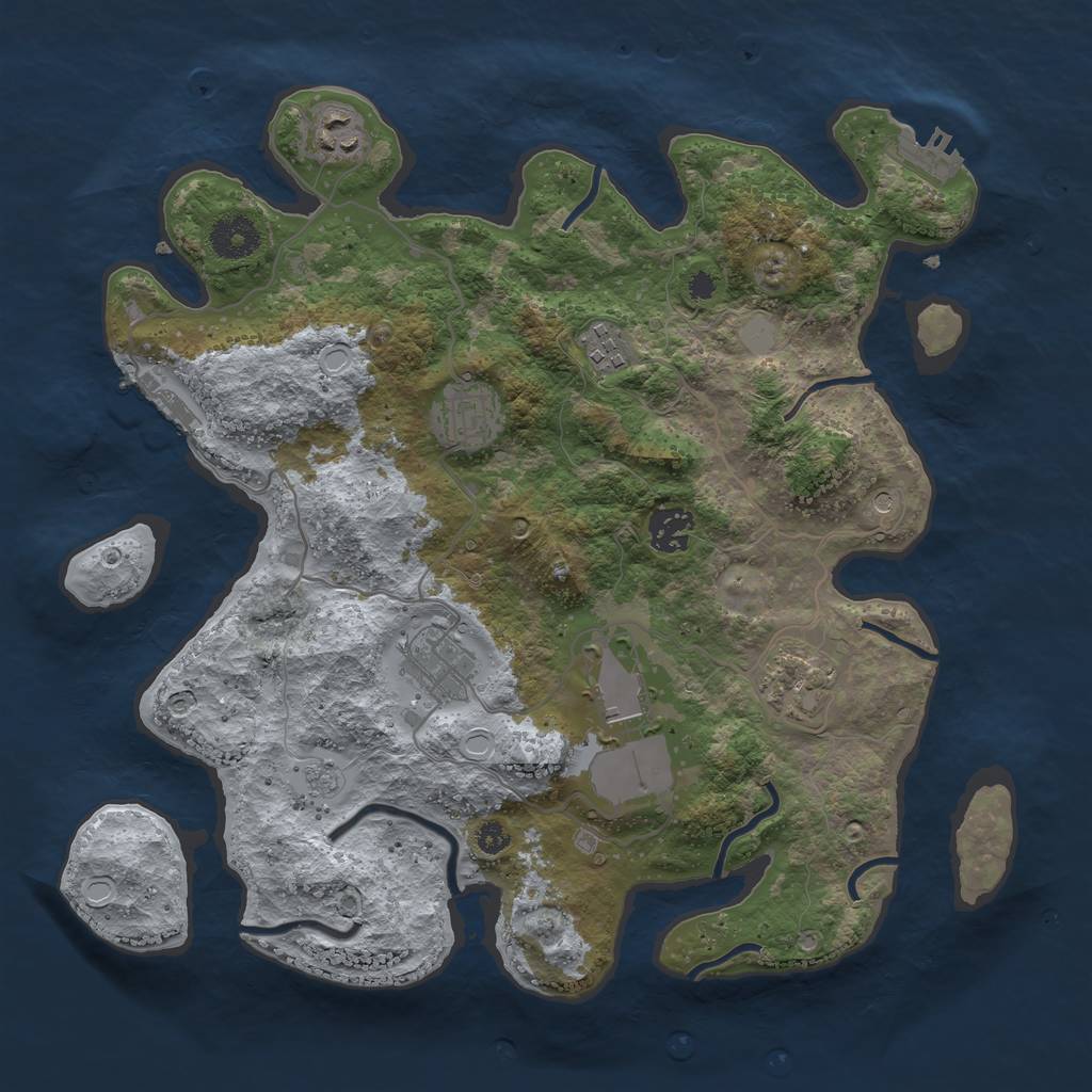 Rust Map: Procedural Map, Size: 3500, Seed: 78431283, 14 Monuments