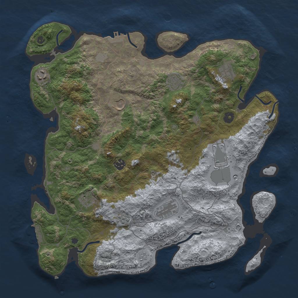 Rust Map: Procedural Map, Size: 4000, Seed: 190061304, 16 Monuments