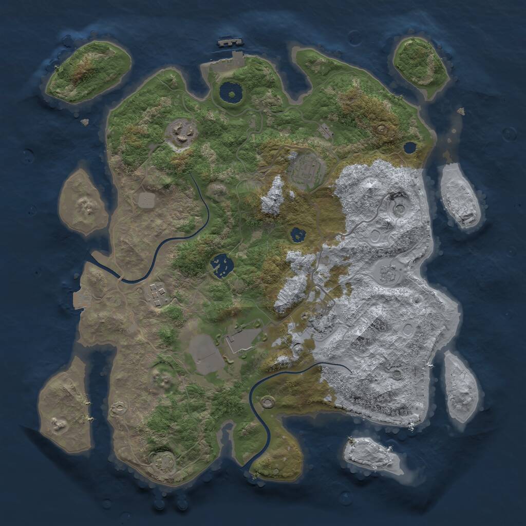 Rust Map: Procedural Map, Size: 3500, Seed: 22305420, 11 Monuments