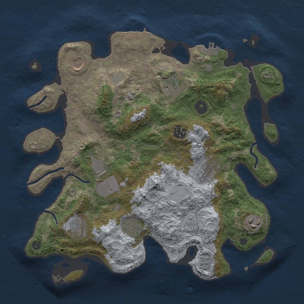 Rust Map: Procedural Map, Size: 3500, Seed: 15478631, 16 Monuments