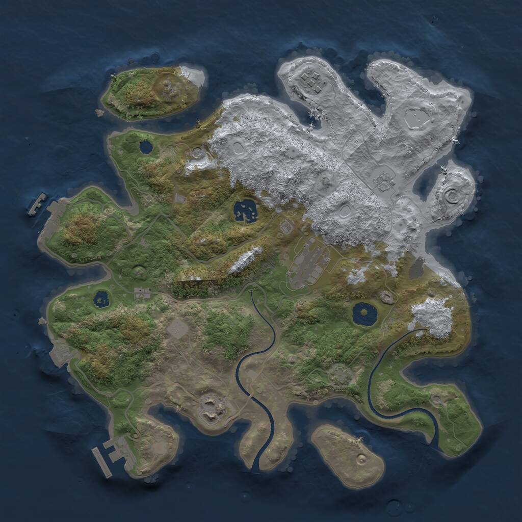 Rust Map: Procedural Map, Size: 3200, Seed: 284883549, 10 Monuments