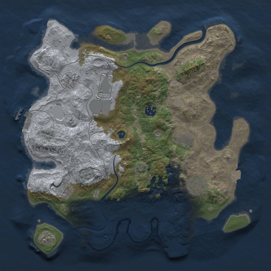 Rust Map: Procedural Map, Size: 3500, Seed: 5951414, 13 Monuments